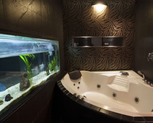 aquarium dans une salle de bain